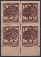 1933-102 CUBA REPUBLICA 1933 3c INVASION. ERROR SIN PALMA EN EL FONDO. GOMA ORIGINAL BLOCK 4. - Nuevos