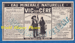 Etiquette Ancienne - Bouteille D' Eau Minérale Naturelle De VIC Sur CERE - Propriété Emile CROUZY - Cantal Histoire - Otros & Sin Clasificación