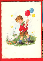 ZVB-09  Jeune Enfant Et Oie , Ballons. Neues Jahr Wünscht. Circ. De Königslutter (zone Britanique) 1963 GF - Neujahr