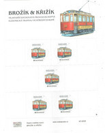 Year 2022 - Old Tramway Brozik And Krizik In City Plzen, Small MS With 5 Same Self-adhesive Stamps, MNH - Blocs-feuillets