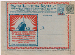 ITALY 1921 B.L.P. BUSTA LETTERA POSTALE CON C.25 I° TIPO NUOVA E COMPLETA - Reclame