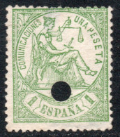 ESPAÑA – SPAIN Sello Nuevo Sin Goma PERFORADO, ALEGORÍA DE LA JUSTICIA Año 1874 – Valorizado En Catálogo U$S 100.00 - Unused Stamps