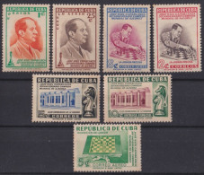 1951-458 CUBA REPUBLICA 1951 JOSE RAUL CAPABLANCA CHESS AJEDREZ ORIGINAL GUM & NO GUM.  - Unused Stamps