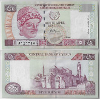 Banknote Cyprus 5 Pounds 2001 Pick-61a Peristerona Church And Turkish Mosque uncirculated (catalog US$70) - Cipro