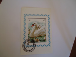 SHARJAH USED  IMPERFORATE SHEET  STAMPS BIRD BIRDS  SWANS - Cygnes