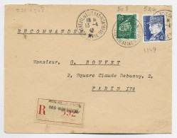 FRANCE PETAIN 4FR GRAVE +50C LETTRE COVER REC MONTREUIL S BOIS 13.4.1942 AU TARIF - 1941-42 Pétain