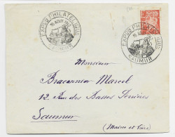 FRANCE PETAIN 70C ORANGE PERFORE EXP P.S. LETTRE COVER EXP PHIL 15 AOUT 1943 SAUMUR - 1941-42 Pétain