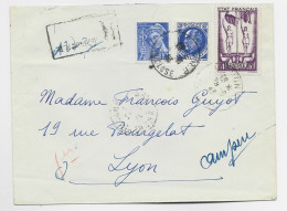 FRANCE PATRIE 4FR SURTAXE RARE + PETAIN MERCURE LETTRE REC PROVISOIRE AVIGNON 29.6.1943 AU TARIF - 1941-42 Pétain