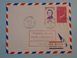 BT2 FRANCE  BELLE LETTRE  1957 1ER VOL  PARIS BRUXELLES  BELGIQUE+SABENA + AFF. PLAISANT+++ - Primi Voli
