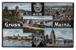 Allemagne--MAINZ --1915-- Gruss Aus Mainz --Multivues...colorisée , Blason.....cachet - Mainz