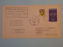 BT2 FRANCE  BELLE LETTRE  1960 1ER LIAISON  PARIS A PAPEETE POLYNESIE + AFF. PLAISANT+++ - Premiers Vols