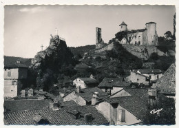 CPSM - LAROQUEBROU (Cantal) - Vue Générale - Les Vieilles Maisons Et Le Château ; A Gauche, La Vierge - Condat