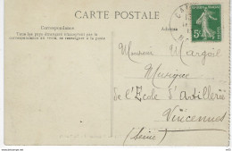 Correspondance Adressé A  Monsieur XXX  Musique De L'Ecole D'Artillerie De Vincennes ( 1913 ) CP CAMBRAI ( Nord ) - Autres & Non Classés