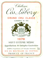 (M19) Etiquette - Etiket - Château  Cos Labory - Saint-Estèphe Médoc 1978 - Otros & Sin Clasificación
