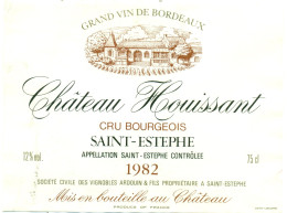 (M19) Etiquette - Etiket - Château Houissant -  Saint-Estèphe 1982 - Otros & Sin Clasificación