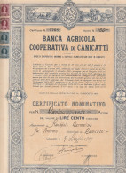 AZIONI - BANCA AGRICOLA COOPERATIVA DI CANICATTI - Agriculture