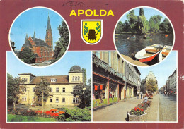 APOLDA - Mehrbildkarte Kirche Lohteich Glockenmuseum Bahnhofstraße Gelaufen - Apolda