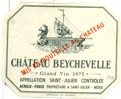 (M20) Etiquette - Etiket - Château Beychevelle Saint-Julien 1975 - Sonstige & Ohne Zuordnung