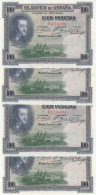 CRBS0749 4 BILLETE CORRELATIVOS ESPAÑA 100 PESETAS 1925 SIN CIRCULAR - 100 Peseten