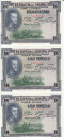 CRBS0750 TRIO BILLETES ESPAÑA 100 PESETAS 1925 SIN CIRCULAR - 100 Pesetas