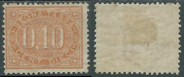 1869 REGNO SEGNATASSE 10 CENT CON GOMMA PARZIALE MH * - RE28 - Segnatasse