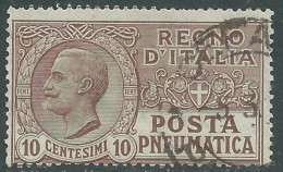 1913-23 REGNO POSTA PNEUMATICA USATO 10 CENT - RE26-7 - Correo Neumático