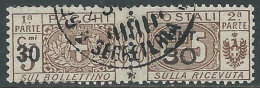 1923-25 REGNO PACCHI POSTALI USATO SOPRASTAMPATO 30 SU 5 CENT - I10 - Postal Parcels