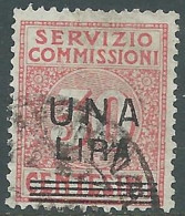 1925 REGNO SERVIZIO COMMISSIONI USATO SOPRASTAMPATO 1 LIRA SU 30 CENT - RE28-4 - Tax On Money Orders