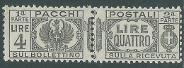 1927-32 REGNO PACCHI POSTALI 4 LIRE MH * - I18-5 - Postal Parcels