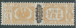 1945 LUOGOTENENZA PACCHI POSTALI 3 LIRE MH * - I18-6 - Paquetes Postales