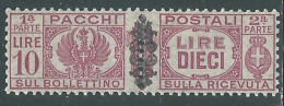 1945 LUOGOTENENZA PACCHI POSTALI 10 LIRE MH * - I18-6 - Paketmarken