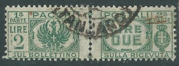 1946 LUOGOTENENZA PACCHI POSTALI USATO 2 LIRE - I18-9 - Pacchi Postali