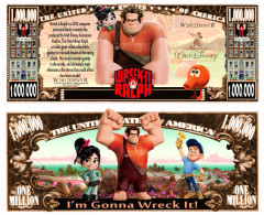 USA - FANTASY NOTE -  WRECK  IT  RALPH. -  UNC / CARTOON  SERIES - Otros & Sin Clasificación