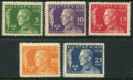 SWEDEN 1928 Birthday Of Gustav V MNH / **, .  Michel 208-12 - Unused Stamps