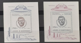 Congo Kinshasa 1966 COB Bl. 19 - 20 John F. Kennedy Mémorial Dentelé Au Lieu De ND PERF Instead Of IMPERF - Mint/hinged