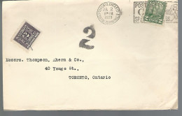 58617) Canada Toronto Postage Due Post Mark Cancel 1929  Slogan  - Impuestos