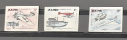 Congo Zaire 1978 COB 941 - 948 NON DENTELE IMPERF Conquête Air Avion Flugzeug Airplane Concorde 3 Val. - Unused Stamps