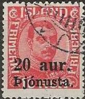ICELAND 1922 Official - King Christian X Overprinted & Surcharged - 20a. On 10a. - Red FU - Servizio