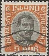 ICELAND 1920 Official - King Christian X - 5a. - Black And Orange FU - Dienstzegels