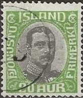 ICELAND 1920 Official - King Christian X - 20a. - Black And Green FU - Servizio