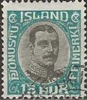 ICELAND 1920 Official - King Christian X - 15a. - Black And Blue FU - Officials
