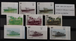 Congo Zaire 1985 COB 1302 - 1304 Color Proofs Essais Couleur IMPERF ND ONATRA Train Eisenbahn Zug Bateau Schiff Ship - Unused Stamps