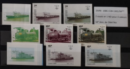 Congo Zaire 1985 COB 1302 - 1304 Color Proofs Essais Couleur IMPERF ND ONATRA Train Eisenbahn Zug Bateau Schiff Ship - Barcos