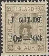 ICELAND 1902 Official - Numeral Overprinted - 4a. - Grey MH - Officials