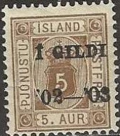 ICELAND 1902 Official - Numeral Overprinted - 5a. - Brown MH - Officials