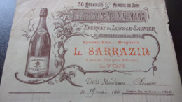 Veuve A. Devaux Lons-Le-Saunier  Epernay Champagne SARRAZIN LYON FACTURE - Lebensmittel