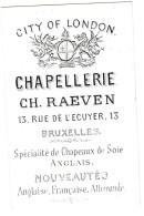 Belgique, Carte Porcelaine, Porseleinkaart, City Of London, Chapellerie, Ch. Craven , Bruxelles, Dim:157x112mm, - Porcelaine