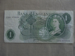 Ancien - Billet De Banque - One Pound Bank Of England - J.B Page - 1 Pond