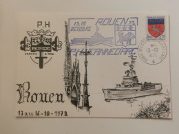 Carte Oblitéré Porte Hélicoptères, Jean D'arc 1973, Rouen - Naval Post