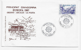 3771    FDC  Andorra 1987, Tema EUROPA CEPT, Ordino, Arcalis, La Pleta - Lettres & Documents